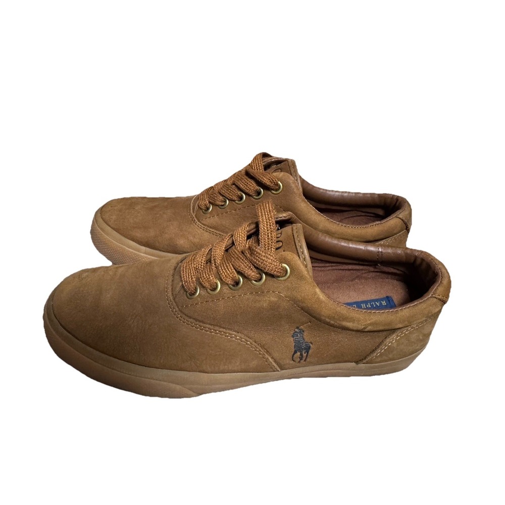 Polo Ralph Lauren Men's Size 7.5 D Vaughn Brown Boat Shoes Canvas Sneakers